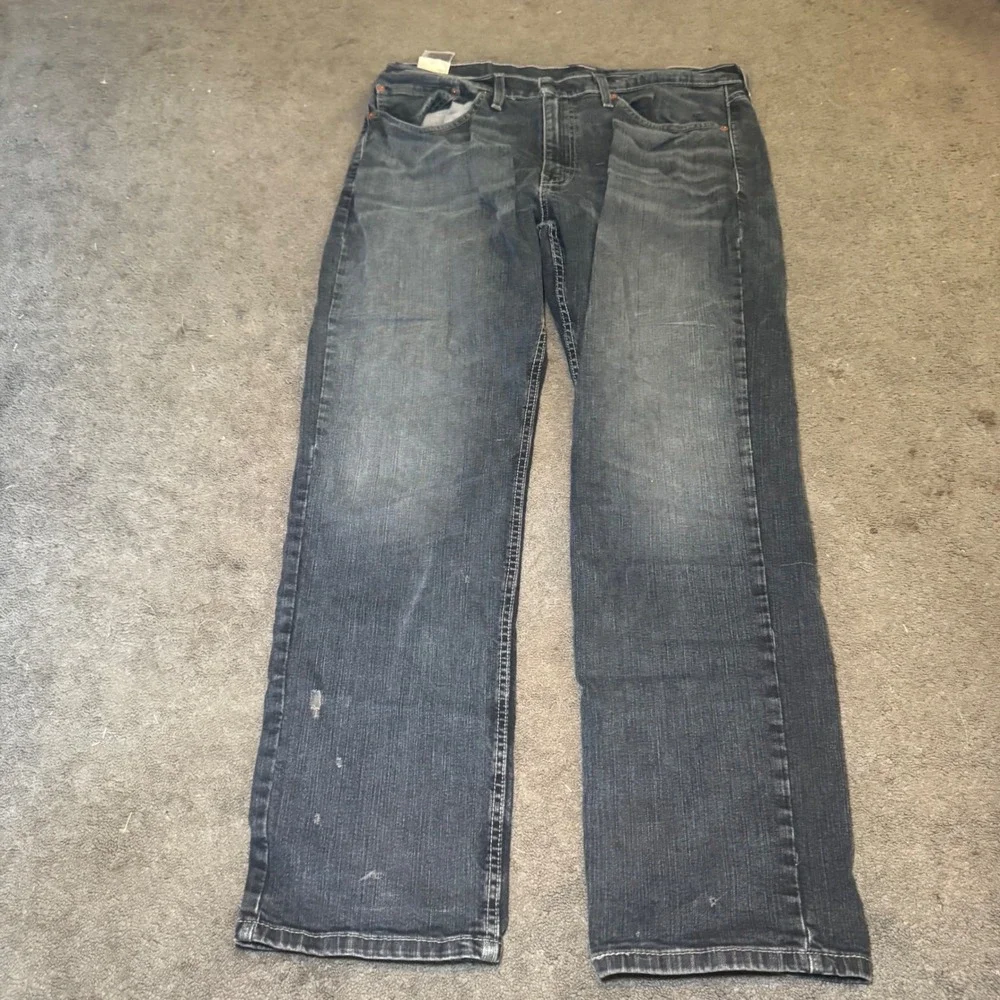 Levis 559 Relaxed Straight Jeans Mens 36x32 Dark Wash Blue Denim Distressed